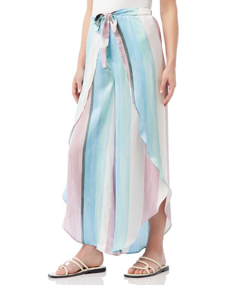 Aqua/Lilac $|& Mystree Multi Stripe Wrap Pant - SOF Front