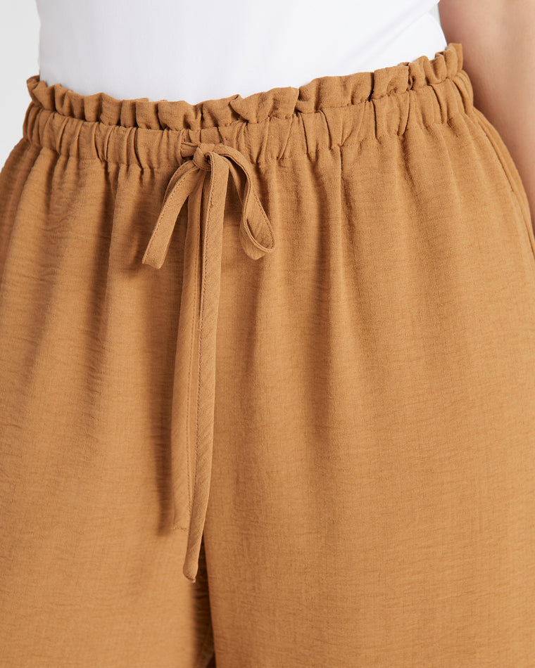 Brown $|& Mystree Paperbag Waist Wide Leg Pant - SOF Detail