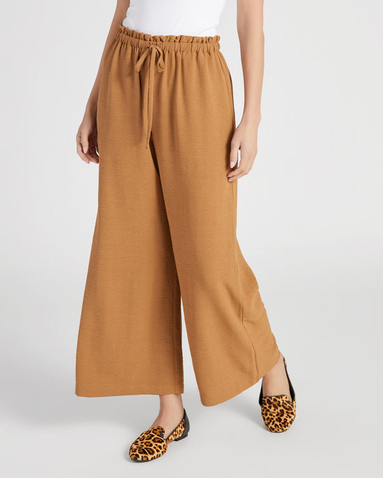 Brown $|& Mystree Paperbag Waist Wide Leg Pant - SOF Front