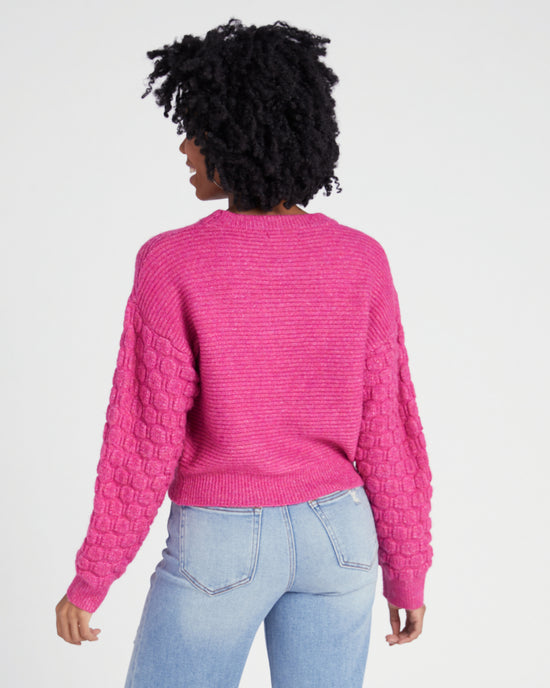 Berry Berry $|& Woven Heart Textured Pullover Sweater - SOF Back