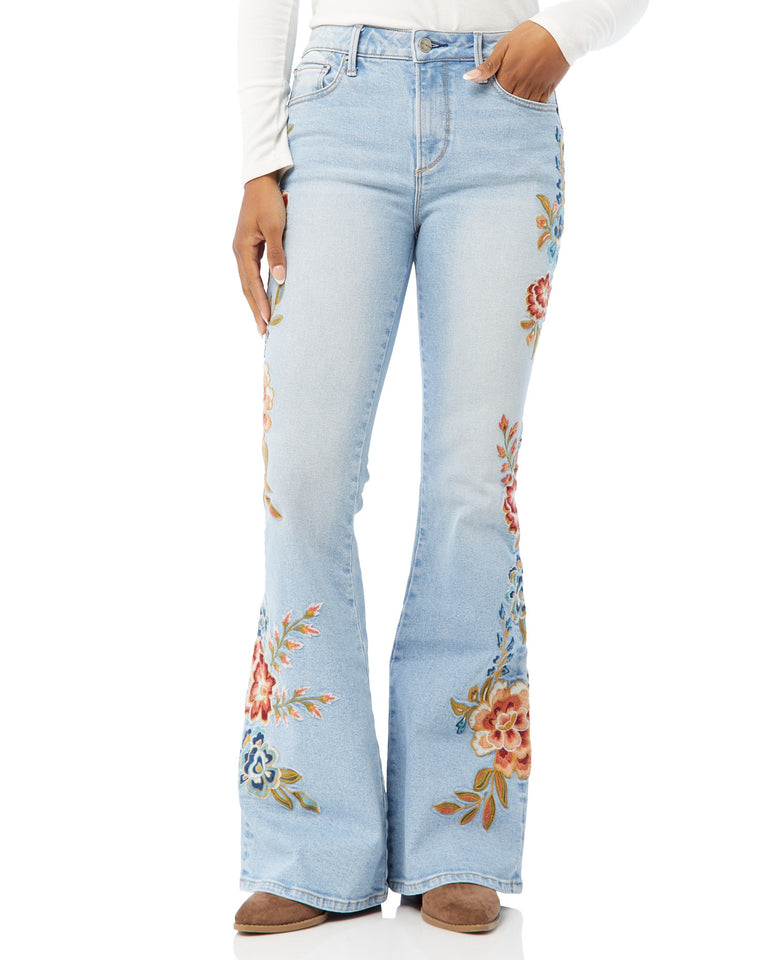 Embroidered Farrah Flare Jeans