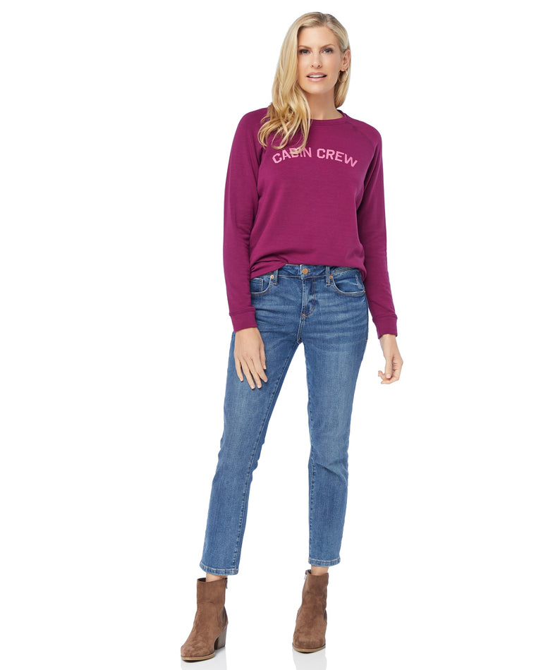 Plum Purple $|& 78 & Sunny Cabin Crew Graphic Sweatshirt - SOF Full Front
