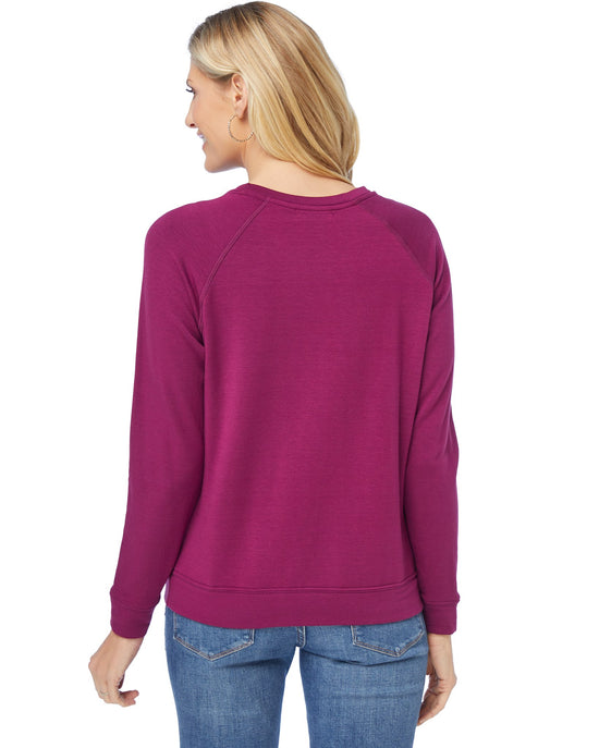 Plum Purple $|& 78 & Sunny Cabin Crew Graphic Sweatshirt - SOF Back