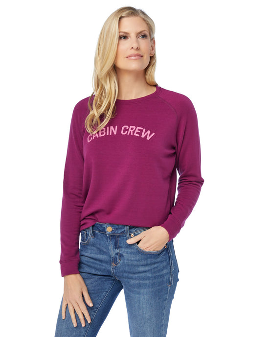Plum Purple $|& 78 & Sunny Cabin Crew Graphic Sweatshirt - SOF Front