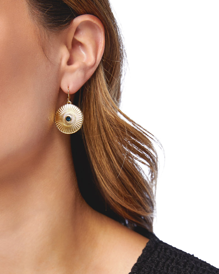 Gold/Montana Gold $|& Marlyn Schiff Textured Circle Drop Earrings - SOF Front