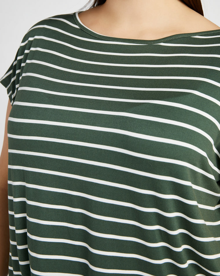 Olive/White $|& 78 & Sunny Brentwood Stripe Boat Neck Top - SOF Detail