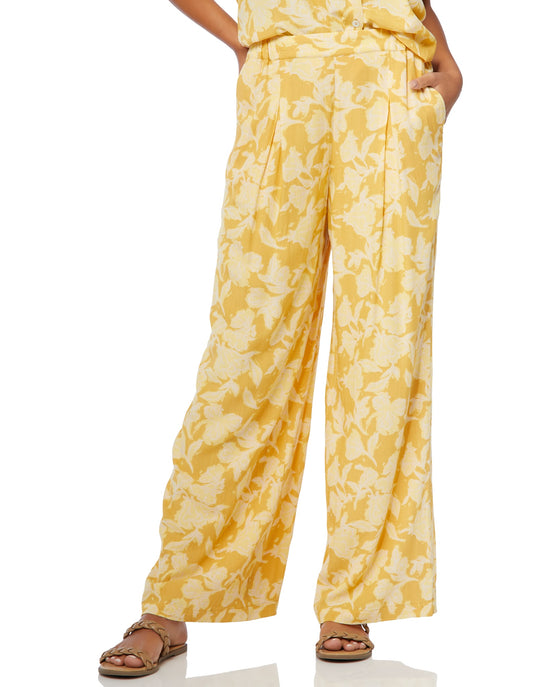Cliff Rose Print Yellow $|& The Normal Brand Ezra Crepe Wide Leg Pant - SOF Front