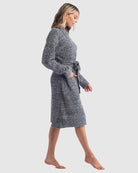 Heather Black $|& Softies Marshmallow Ribbed Robe - VOF Side