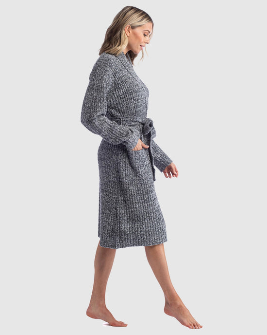 Heather Black $|& Softies Marshmallow Ribbed Robe - SOF Side