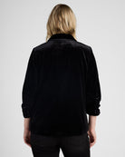 Black $|& Skies Are Blue Ruched Sleeve Velvet Blazer - SOF Back