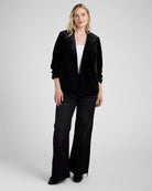 Black $|& Skies Are Blue Ruched Sleeve Velvet Blazer - SOF Full Front