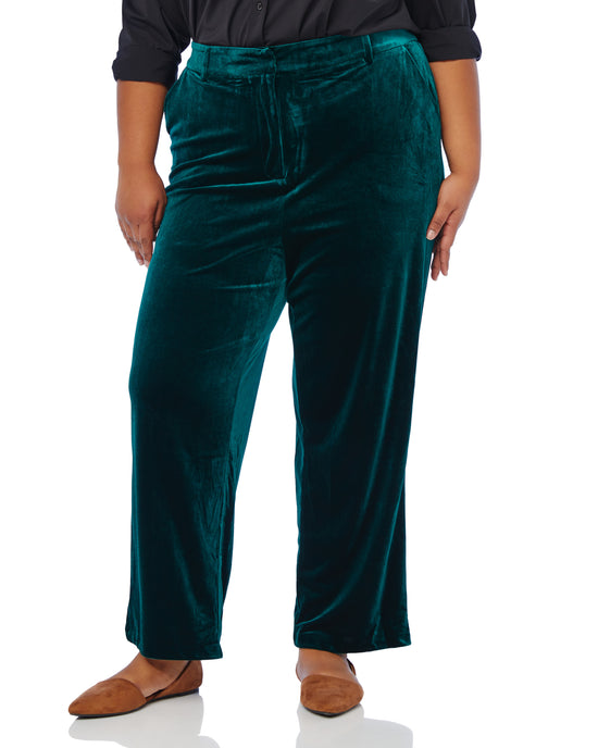 Hunter Green Green $|& Skies Are Blue Wide Leg Velvet Pants - SOF Front