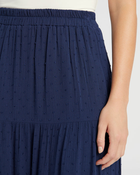 Navy $|& Apricot Crinkle Dobby Tiered Skirt - SOF Detail