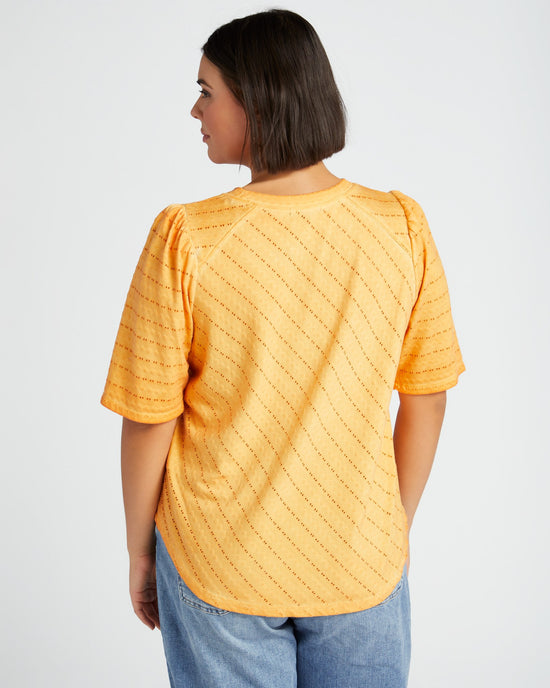 Orange Creamsicle $|& Democracy Textured Knit Elbow Puff Sleeve Top - SOF Back