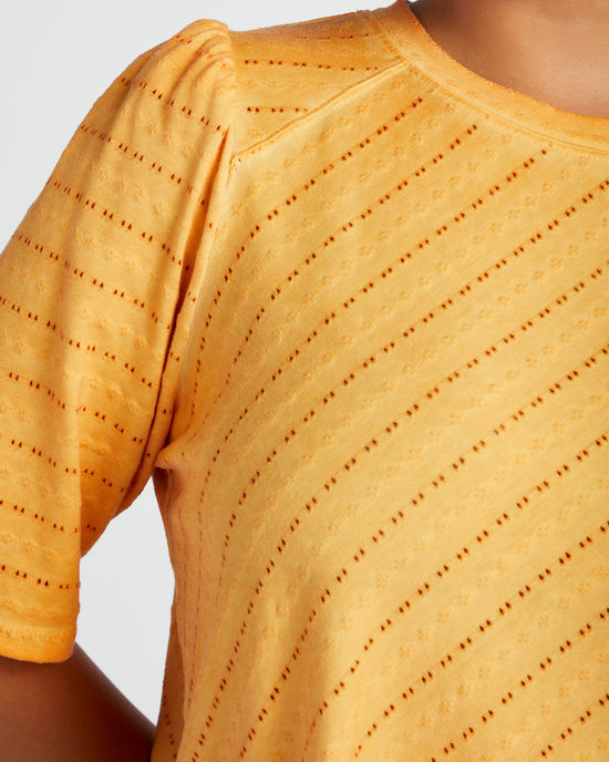 Orange Creamsicle $|& Democracy Textured Knit Elbow Puff Sleeve Top - SOF Detail