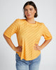 Plus Size Textured Knit Elbow Puff Sleeve Top