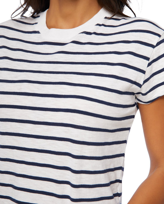 White $|& Z Supply Stripe Modern Slub Short Sleeve Tee - SOF Detail