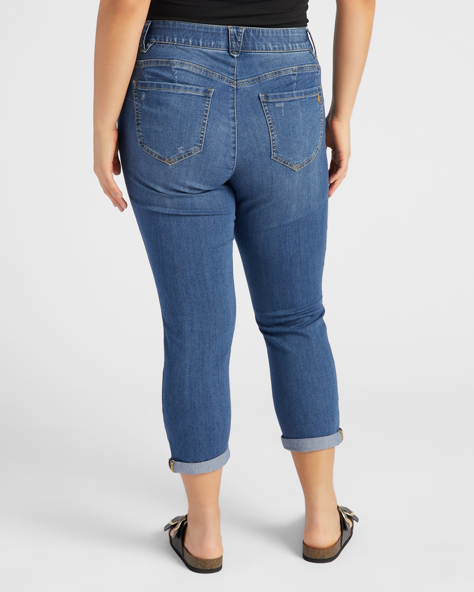 Blue $|& Democracy Absolution Cuffed Ankle Skimmer Jeans - SOF Back