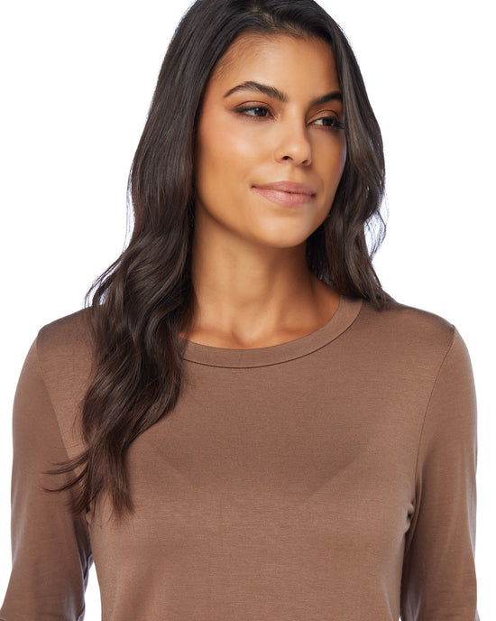 Cocoa Brown $|& W. by Wantable Long Sleeve Envelope Back Modal Knit Top - SOF Detail