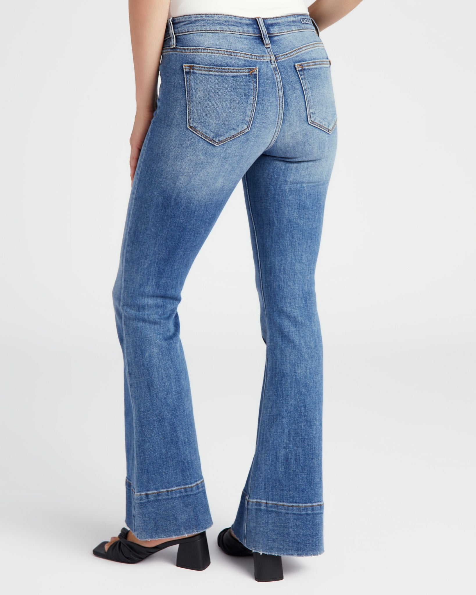 Vigoss Jeans Marley Mid Rise Front Seam Detail Flare Jeans