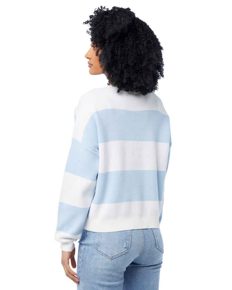Baby Blue Blue $|& Vigoss Rugby Stripe Pullover Sweater - SOF Back