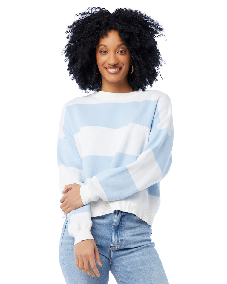 Baby Blue Blue $|& Vigoss Rugby Stripe Pullover Sweater - SOF Front