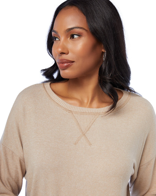 Beige $|& W. by Wantable Brushed Hacci Tunic with Side Slit - SOF Detail