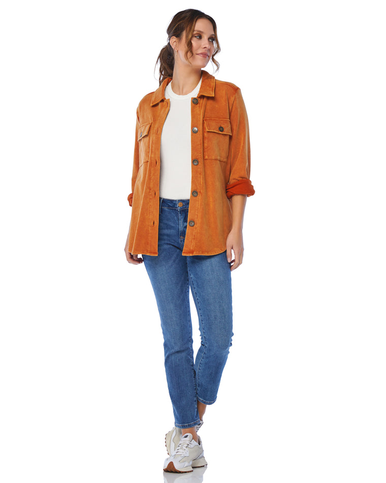 Pumpkin $|& Mystree Washed Shirt Jacket - SOF Front