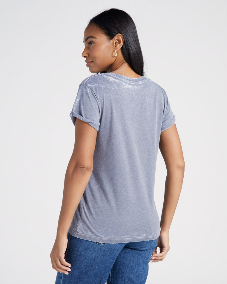 Steel Grey $|& Recycled Karma I Bite Short Sleeve Burnout Tee - SOF Back