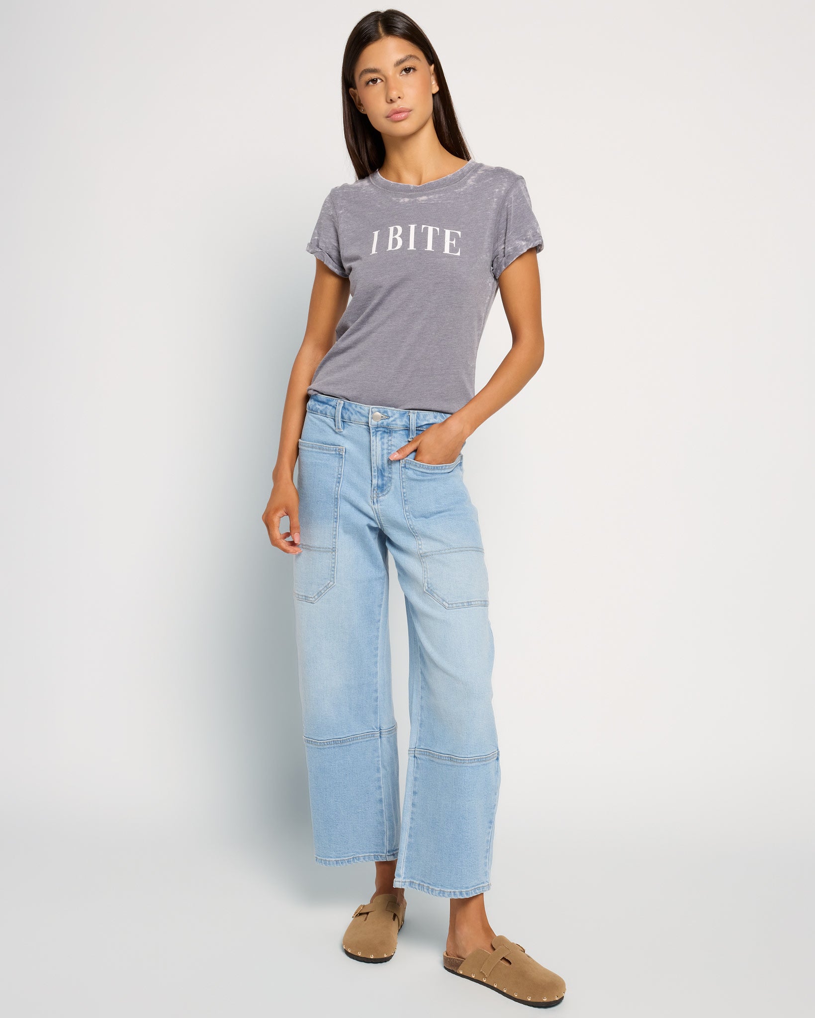 Steel Grey $|& Recycled Karma I Bite Short Sleeve Burnout Tee - UGC On Fig