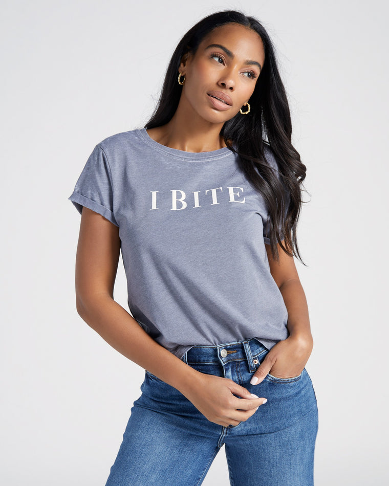 Steel Grey $|& Recycled Karma I Bite Short Sleeve Burnout Tee - SOF Front