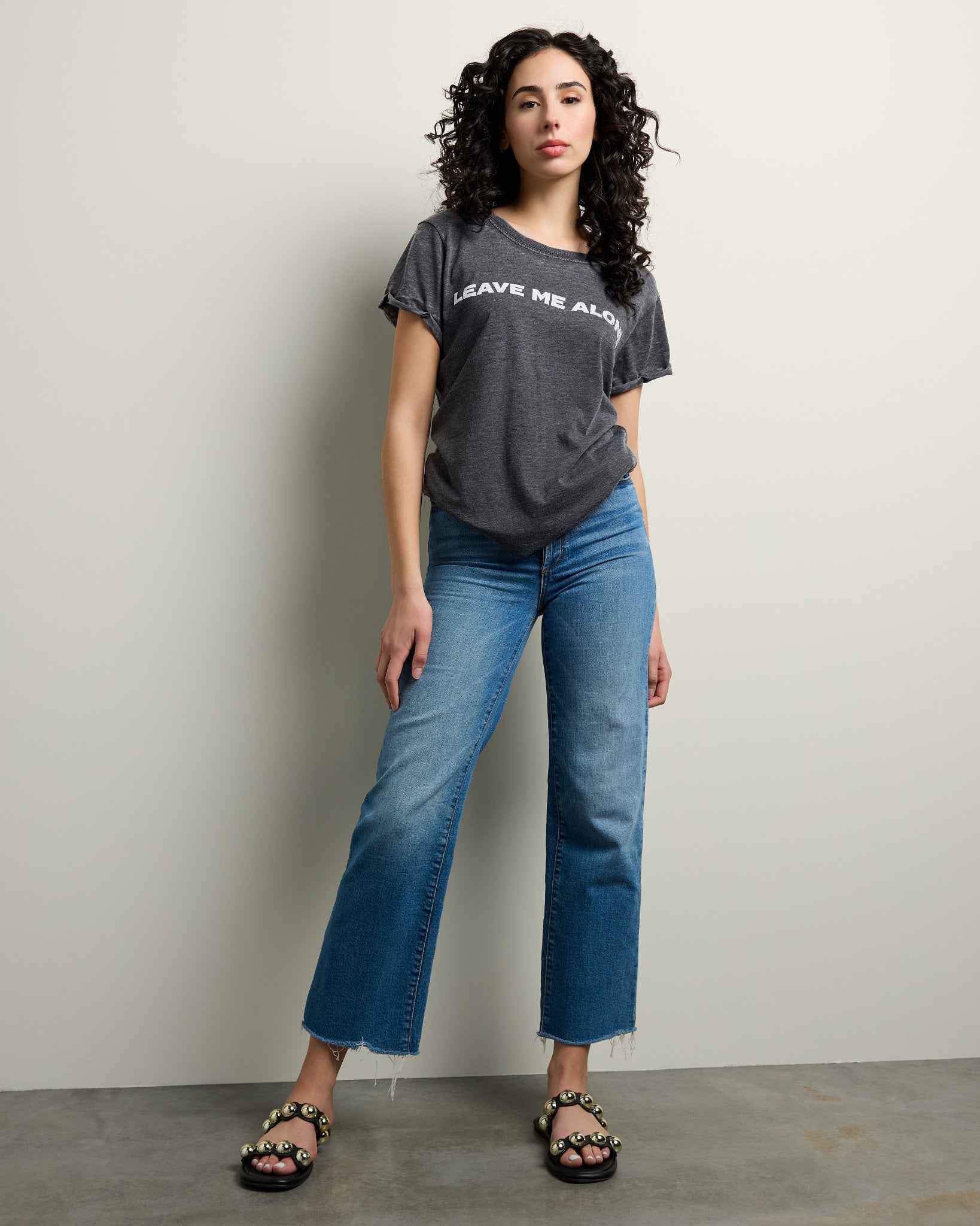 Black $|& Recycled Karma Leave Me Alone Burnout Tee - UGC On Fig