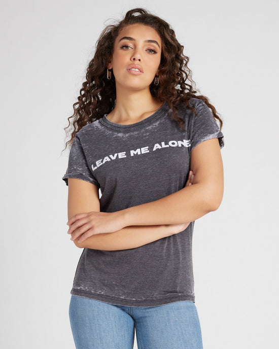 Black $|& Recycled Karma Leave Me Alone Burnout Tee - SOF Front