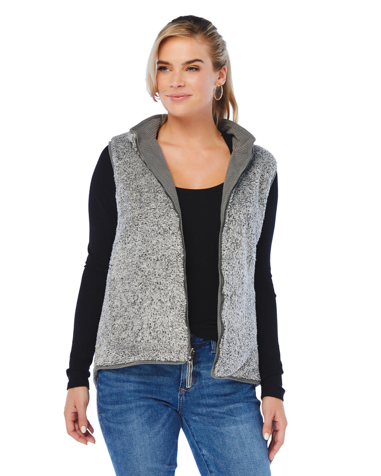 Charcoal $|& Hem & Thread Reversible Sherpa Vest - SOF Front