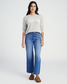 Grey/White $|& Thread & Supply Michigan Sweater - SOF Full Front