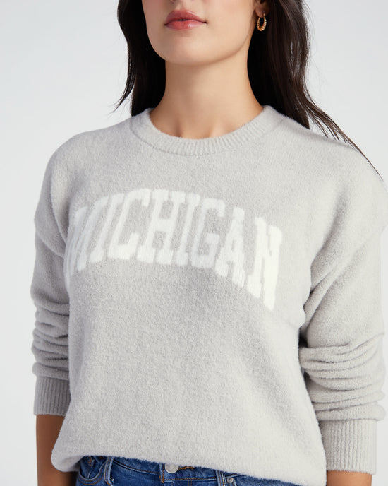 Grey/White $|& Thread & Supply Michigan Sweater - SOF Detail