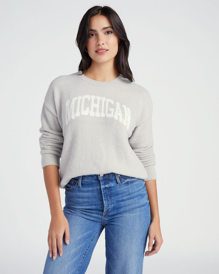 Grey/White Light Grey $|& Thread & Supply Michigan Sweater - SOF Front