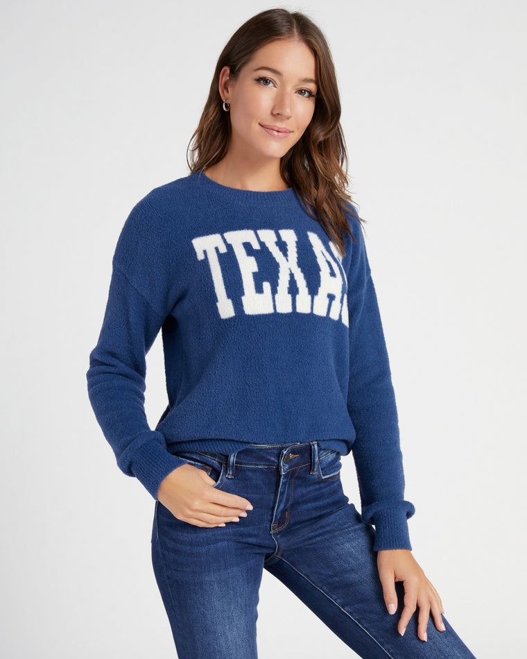 Harbor Blue Grey Navy $|& Thread & Supply Texas Sweater - SOF Front