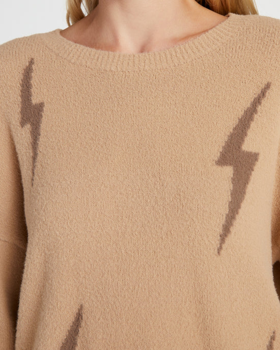 Beige Lightning Brown $|& Thread & Supply Thunderbolt Sweater - SOF Detail