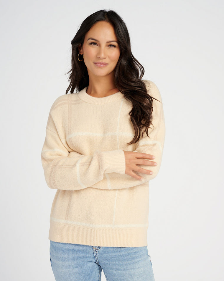 Vanilla Plaid Ivory $|& Thread & Supply Elysian Plaid Sweater - SOF Front