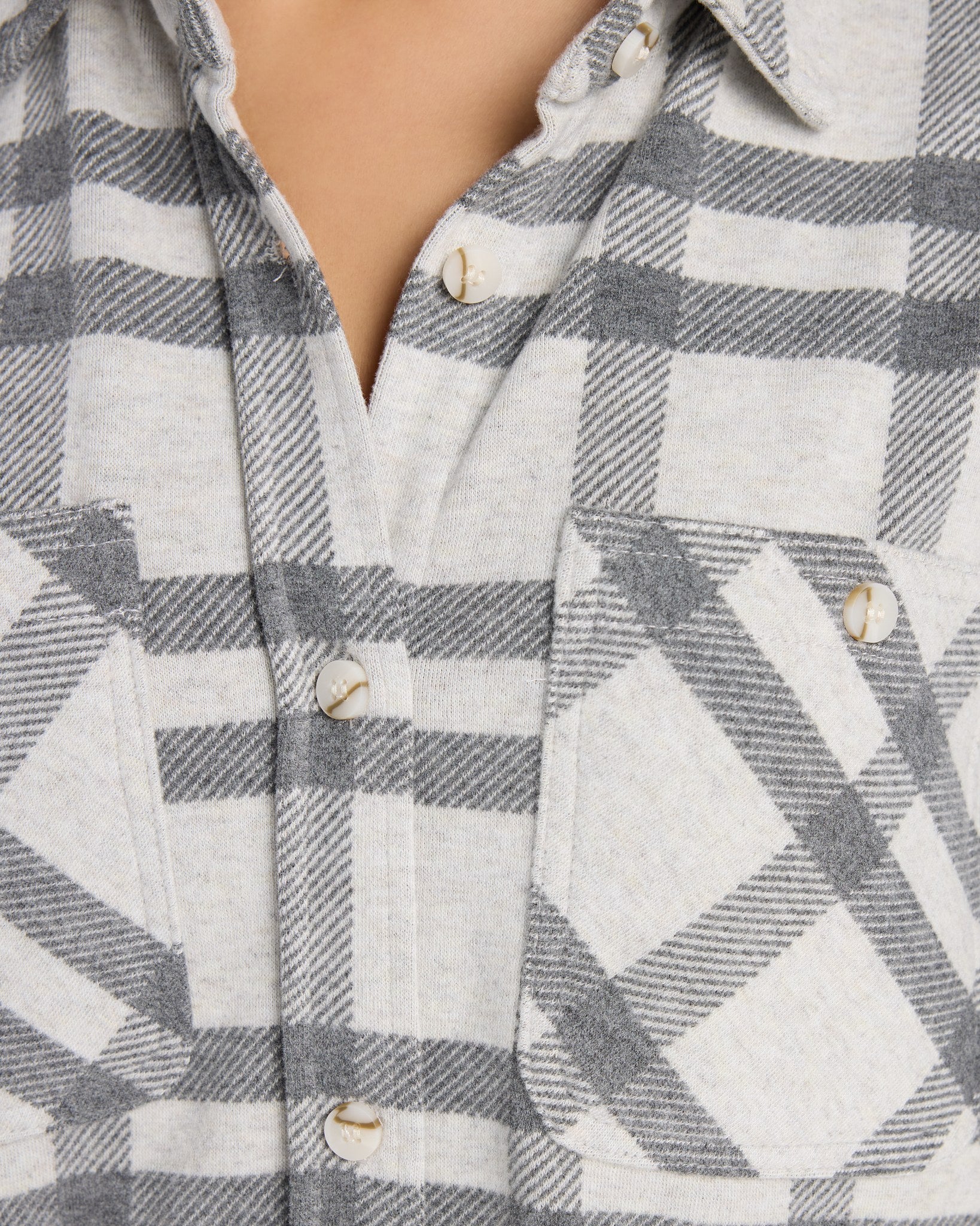 Grey Ivory Plaid $|& Thread & Supply Lewis Plaid Shirt - SOF Detail