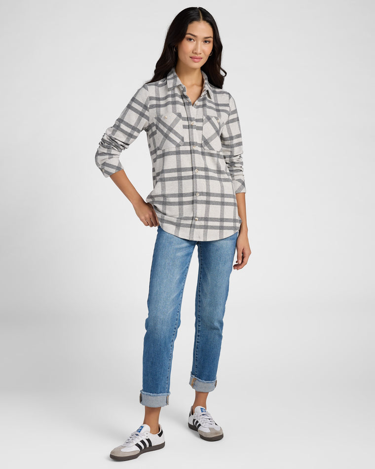 Grey/Ivory Plaid Heather Grey $|& Thread & Supply Lewis Plaid Shirt - SOF Full Front