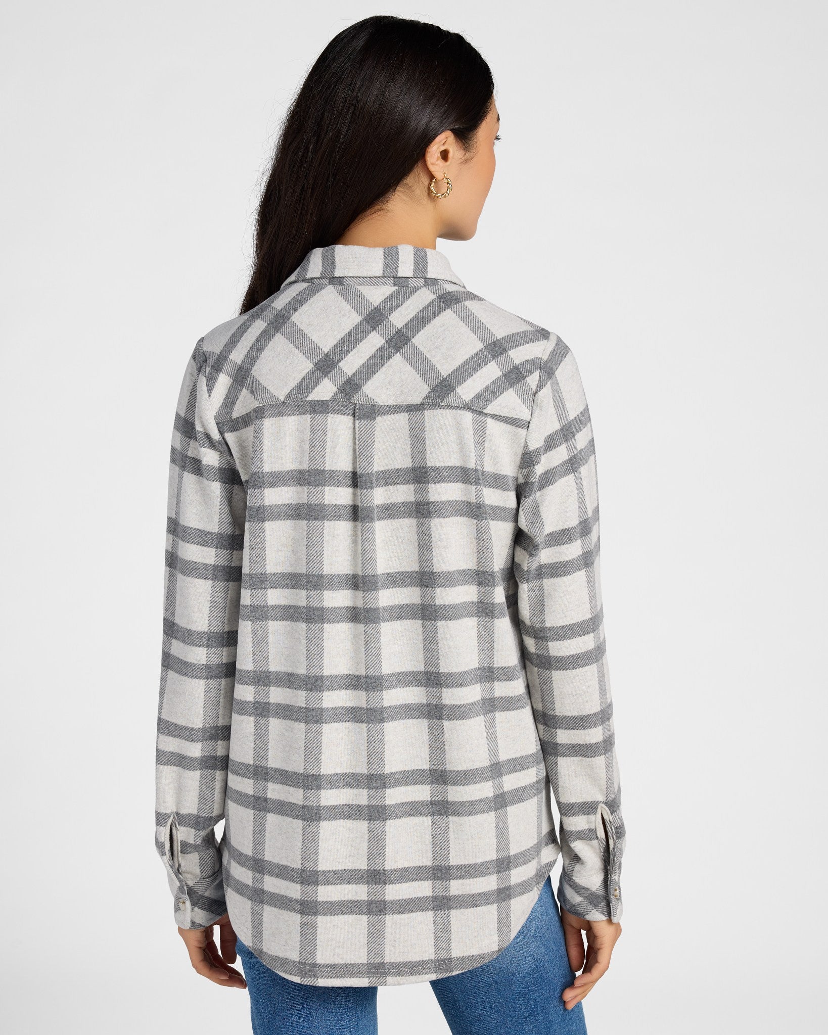 Grey Ivory Plaid $|& Thread & Supply Lewis Plaid Shirt - SOF Back