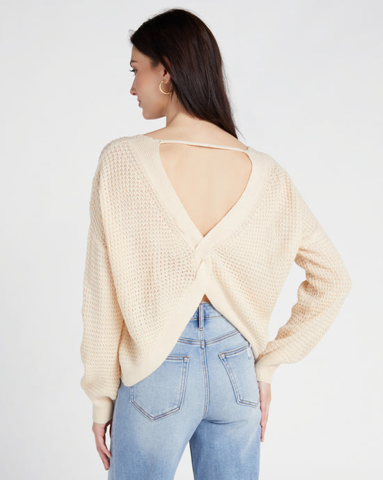 Beige Beige $|& Hem & Thread Twist Back Oversized Pullover - SOF Back
