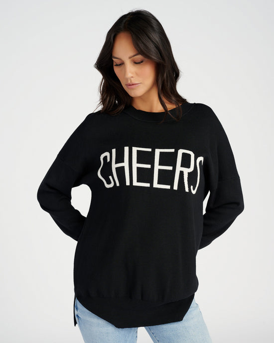 Black Black $|& Hem & Thread "CHEERS" Oversized Pullover - SOF Front