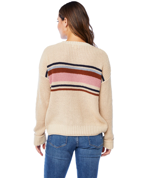 Taupe/Multi $|& Hem & Thread Boyfriend Stripe Sweater - SOF Back