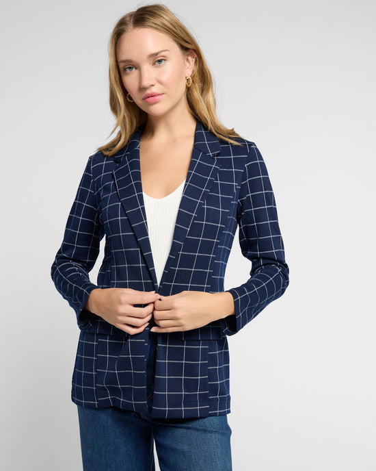 Federal Navy Windowpane $|& Liverpool Boyfriend Blazer - SOF Front