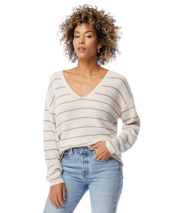 Oatmeal Stripe Oatmeal $|& Gentle Fawn Striped Tucker Sweater - SOF Front
