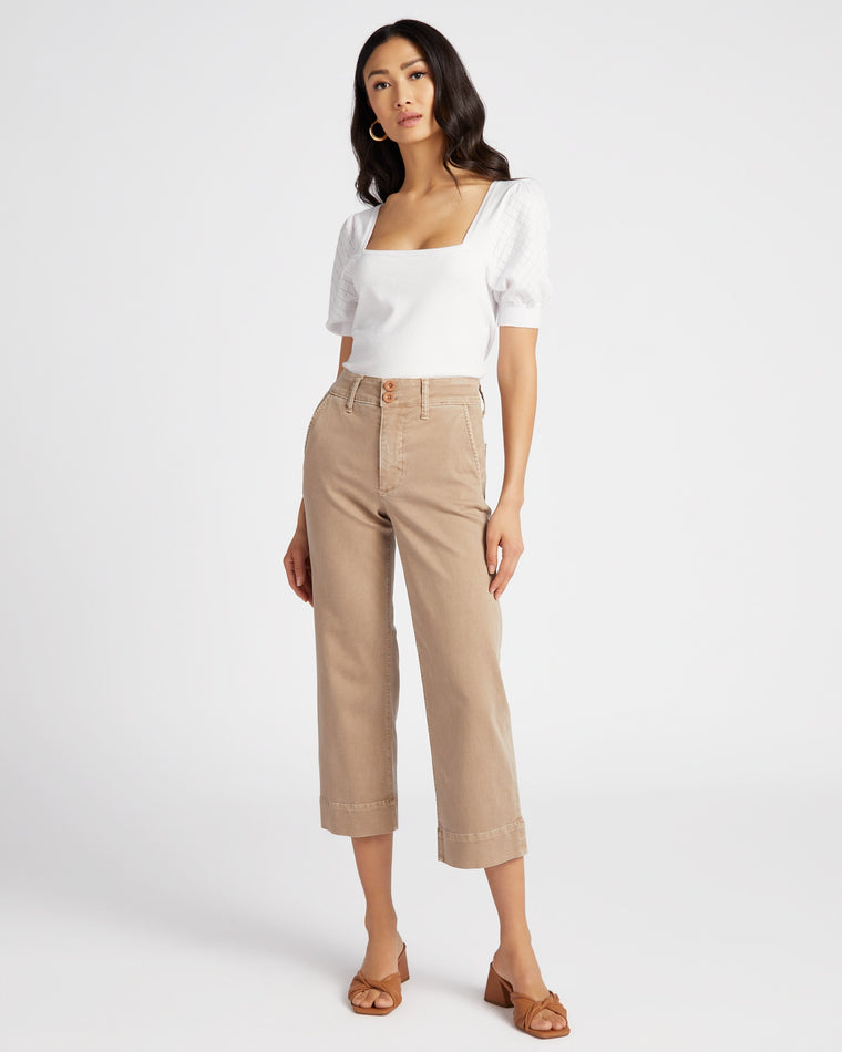 Stone $|& Kut From The Kloth Charlotte High Rise Wide Leg Trouser - SOF Full Front
