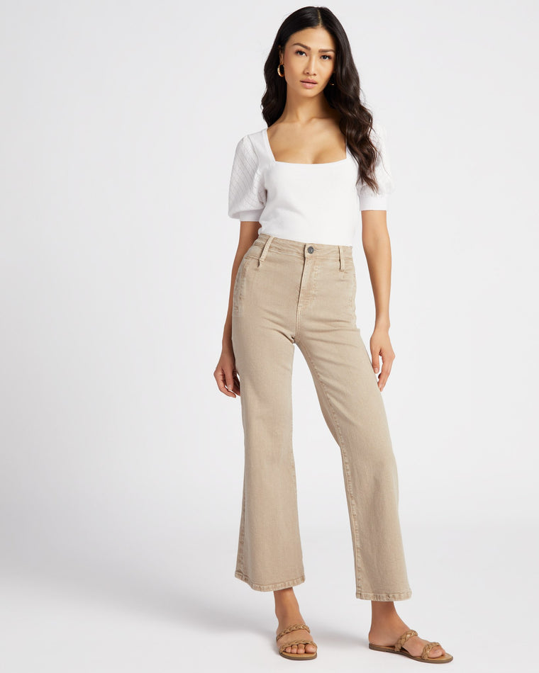Sand $|& Kut From The Kloth Meg High Rise Wide Leg with Welt Pockets - SOF Full Front
